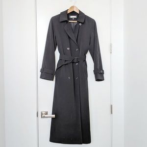 Long black trench coat with belt
